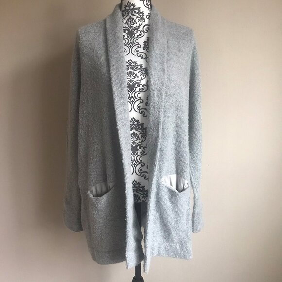 Ann Taylor LOFT Boucle Knit Pocket Cardigan Sweater - Gray - Large - Picture 6 of 6